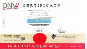 گواهینامه مدیریت کیفیت بر پایه تخصص (ISO 9001:2015) شرکت جهان صنعت کرمانشاه
